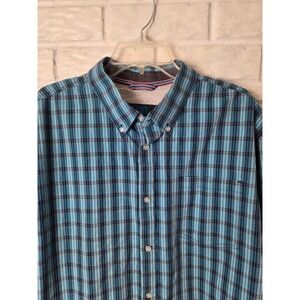 Cody James Core Mens Large Button up Shirt Long Sleeve Blue Gray Plaid Western